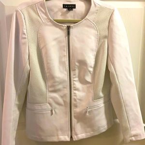 Tribal white faux leather jacket